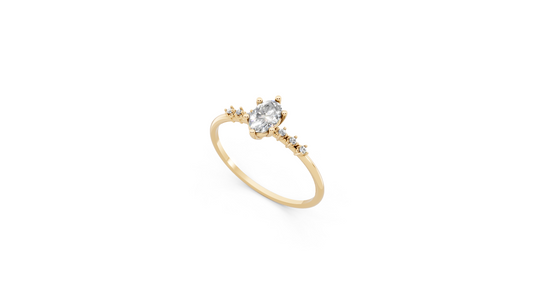 Oval solitaire ring and six side stones