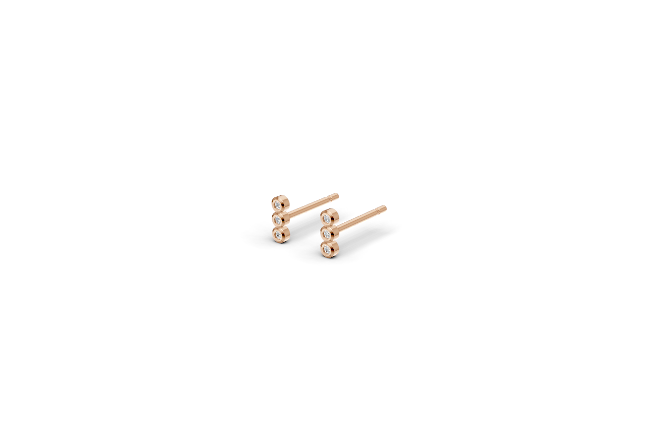 Three Stone Bezel Stud Earrings | Whisper Sparks Collection