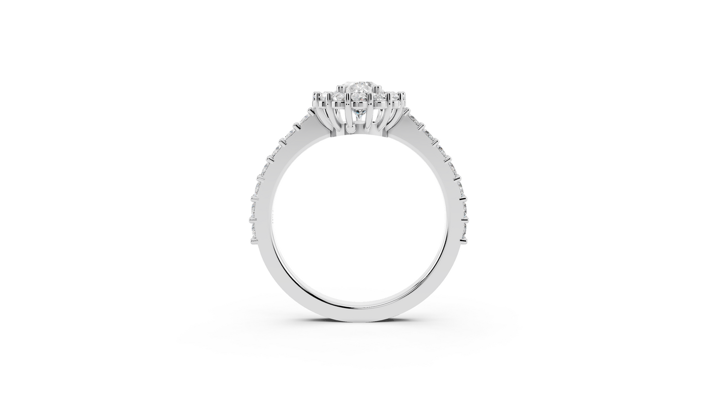 Pear halo ring