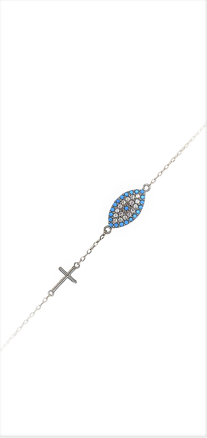 Evil eye with cross bracelet