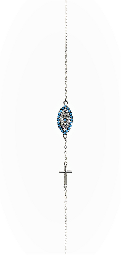 Evil eye with cross bracelet
