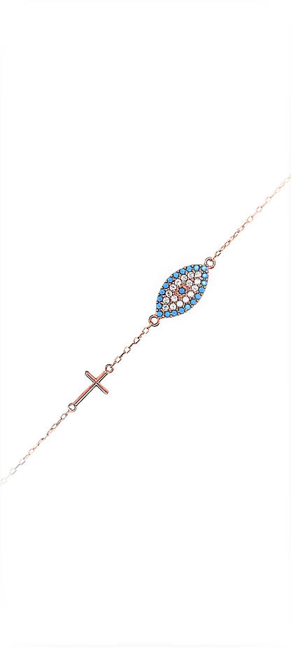 Evil eye with cross bracelet