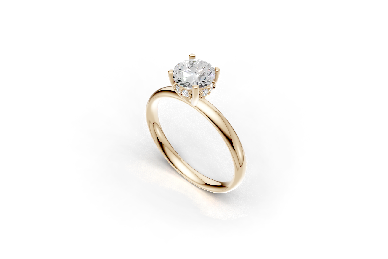 Handmade hidden halo engagement ring with a round brillant cut diamond by DUDAjewels