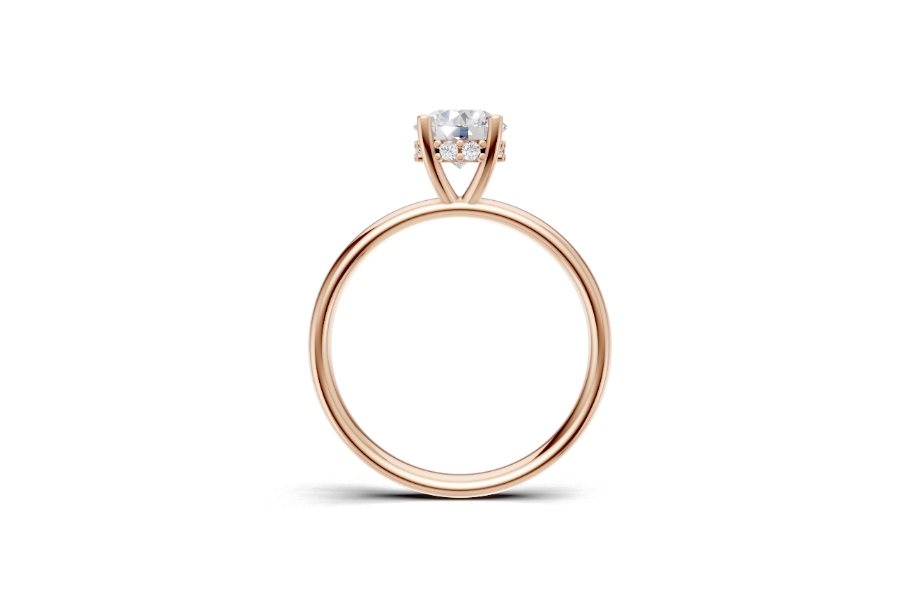 Handmade hidden halo engagement ring with a round brillant cut diamond by DUDAjewels