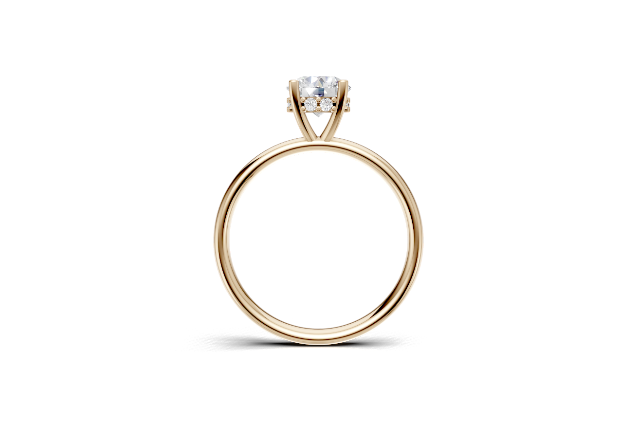 Handmade hidden halo engagement ring with a round brillant cut diamond by DUDAjewels