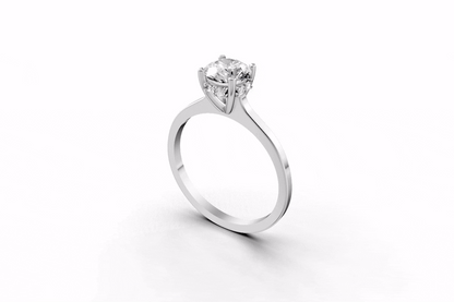 Halo Bloom Round engagement ring with diamond hidden halo and round center stone by Duda Jewels.