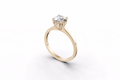 Halo Bloom Round engagement ring with diamond hidden halo and round center stone by Duda Jewels.
