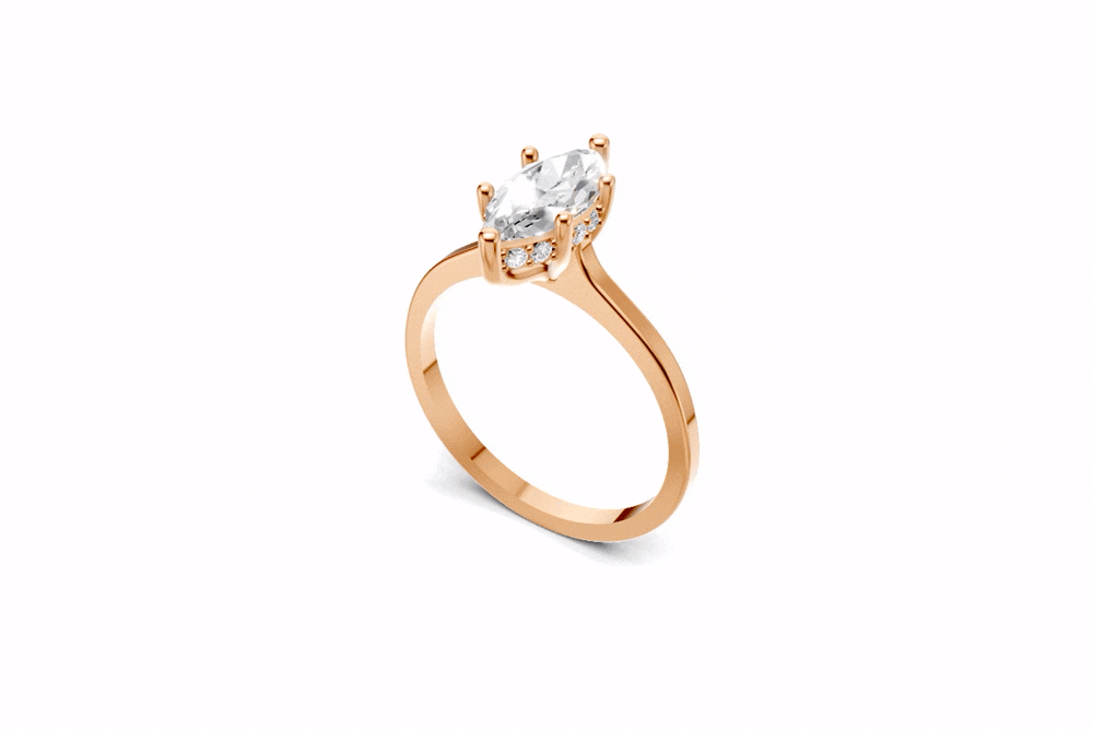 Halo Bloom Marquise engagement ring with diamond hidden halo and marquise center stone by Duda Jewels.