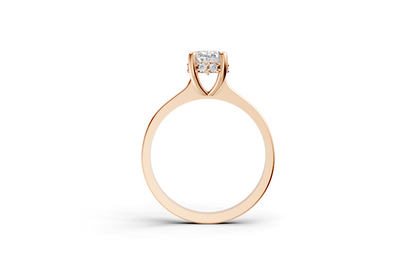Halo Bloom Oval engagement ring with diamond halo and oval center stone by Duda Jewels.