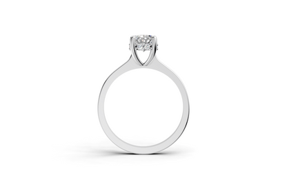 Halo Bloom Oval engagement ring with diamond halo and oval center stone by Duda Jewels.