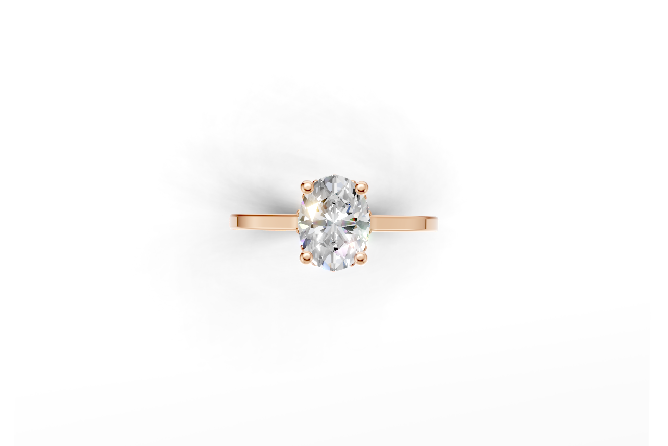 Halo Bloom Oval engagement ring with diamond halo and oval center stone by Duda Jewels.