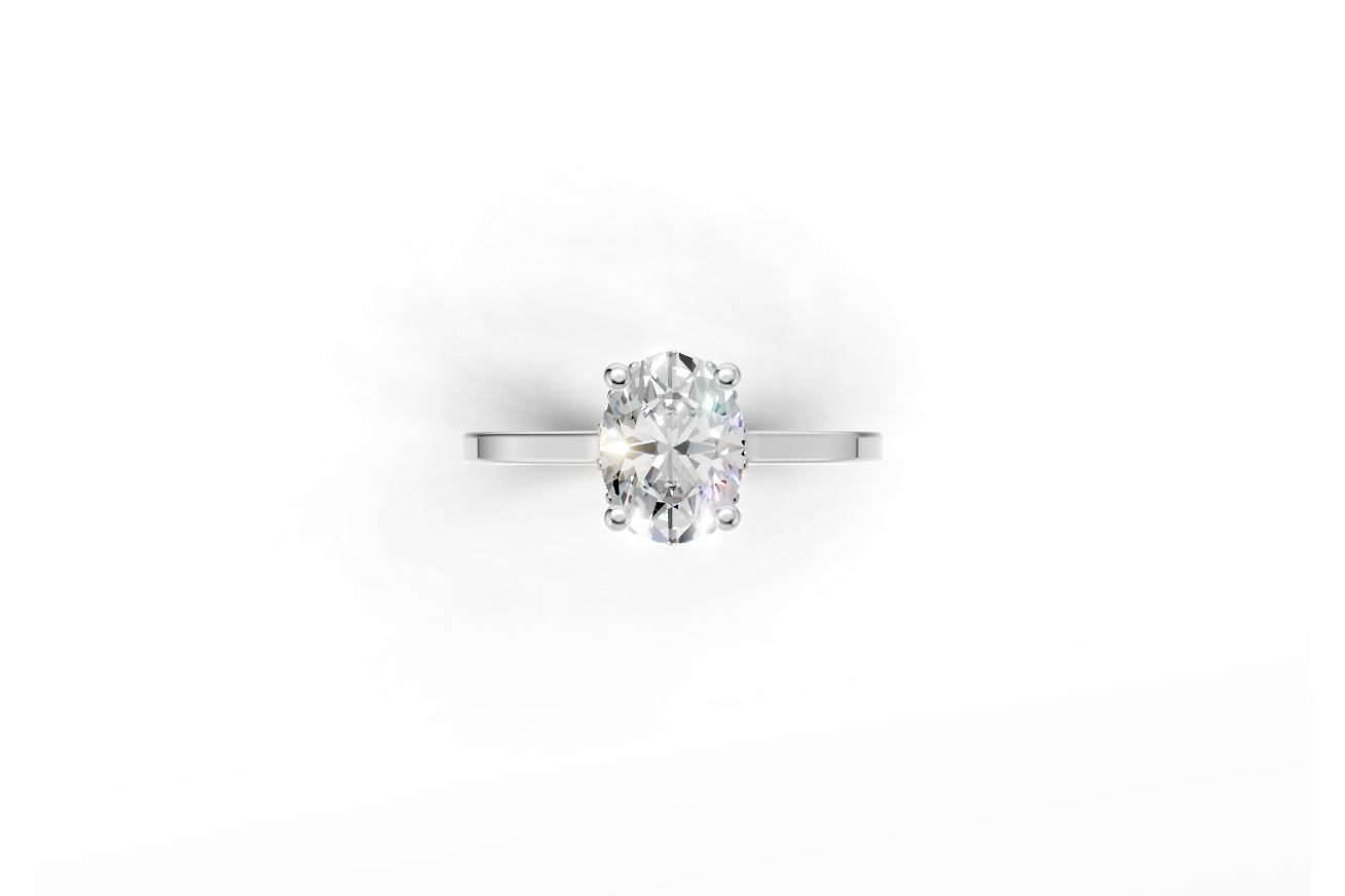 Halo Bloom Oval engagement ring with diamond halo and oval center stone by Duda Jewels.