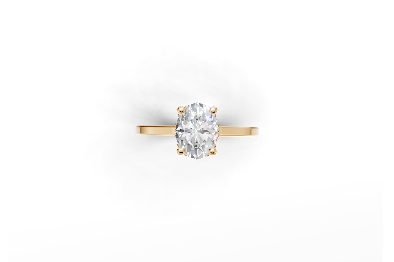 Halo Bloom Oval engagement ring with diamond halo and oval center stone by Duda Jewels.