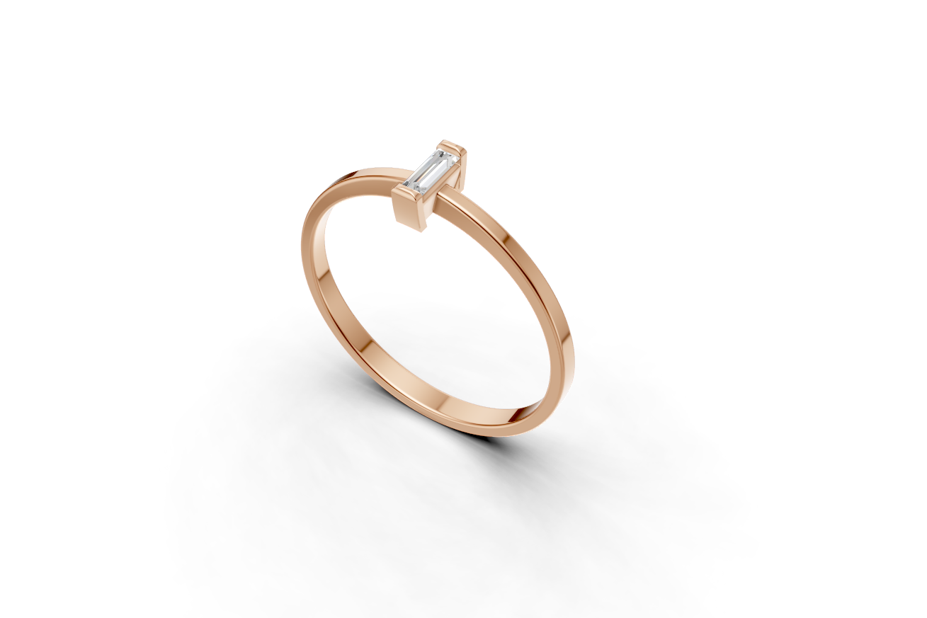 Δαχτυλίδι The Fancy Ring Baguette από λευκόχρυσο 9K με ένα οριζόντιο lab-grown διαμάντι σε κοπή μπαγκέτα