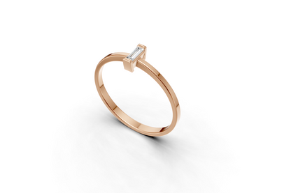 Δαχτυλίδι The Fancy Ring Baguette από λευκόχρυσο 9K με ένα οριζόντιο lab-grown διαμάντι σε κοπή μπαγκέτα