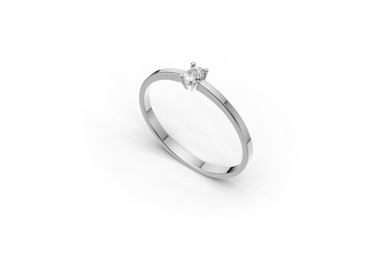 Fancy Oval Ring in white gold 9k lab grown diamond
