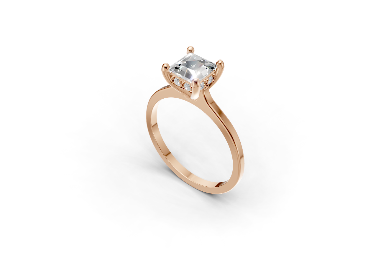 A hidden halo engagment ring with a princess cut diamond by DUDAjewels