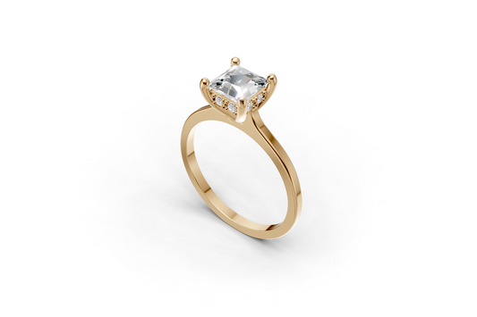 A hidden halo engagment ring with a princess cut diamond by DUDAjewels