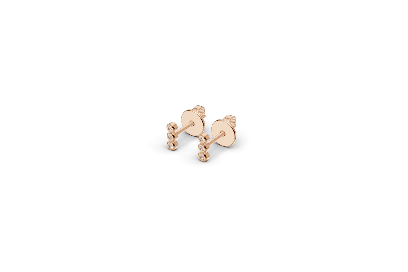 Three Stone Bezel Stud Earrings | Whisper Sparks Collection