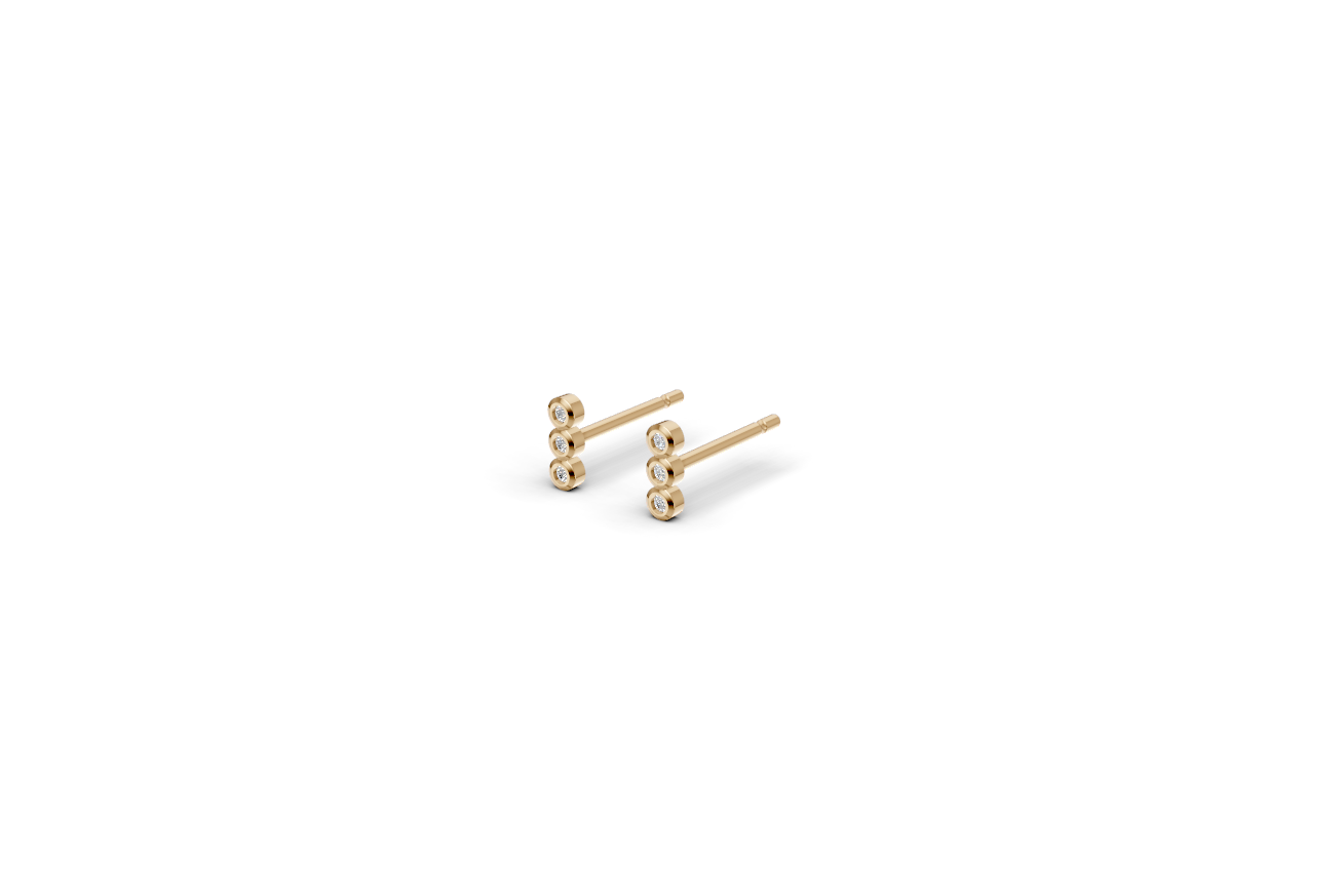Three Stone Bezel Stud Earrings | Whisper Sparks Collection