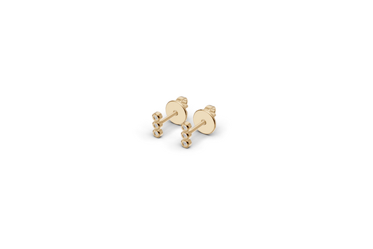 Three Stone Bezel Stud Earrings | Whisper Sparks Collection