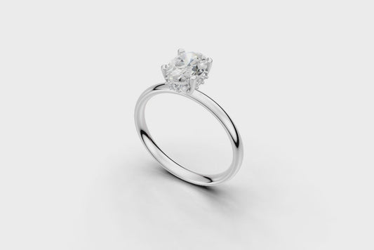 Μονόπετρο με οβάλ διαμάντι με κρυφό στεφάνι