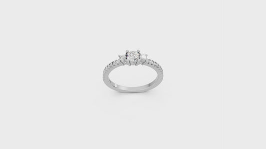 Three stone pave ring