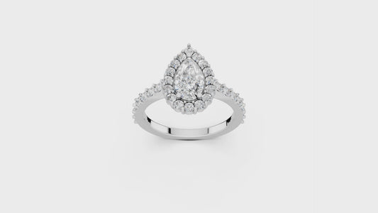 Pear halo ring
