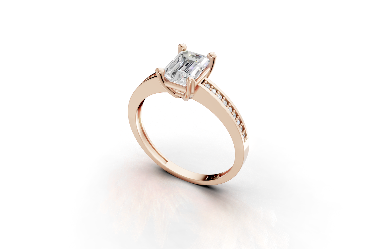 Μονόπετρο με emerald cut διαμάντι και πλαϊνές εσωτερικά στην γάμπα!