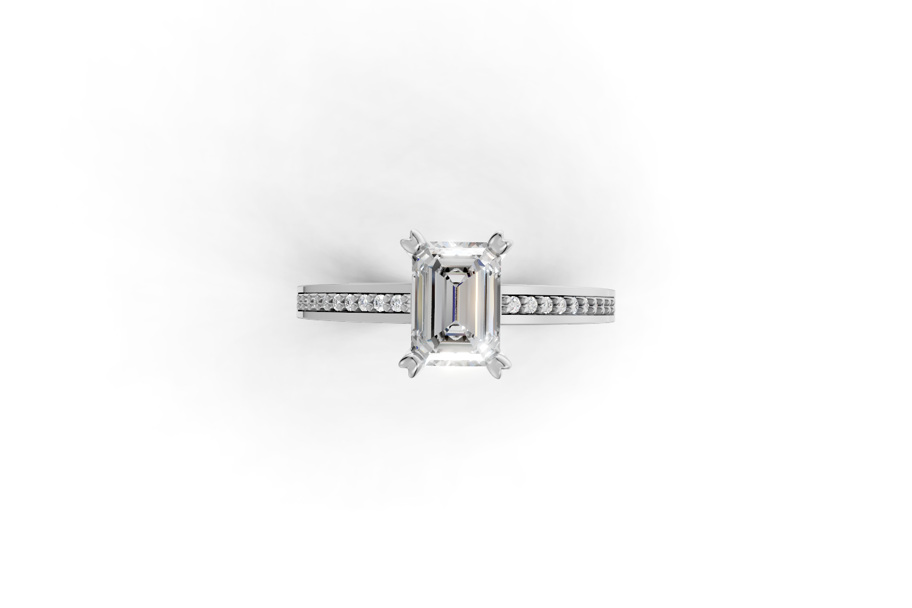 Μονόπετρο με emerald cut διαμάντι και πλαϊνές εσωτερικά στην γάμπα!