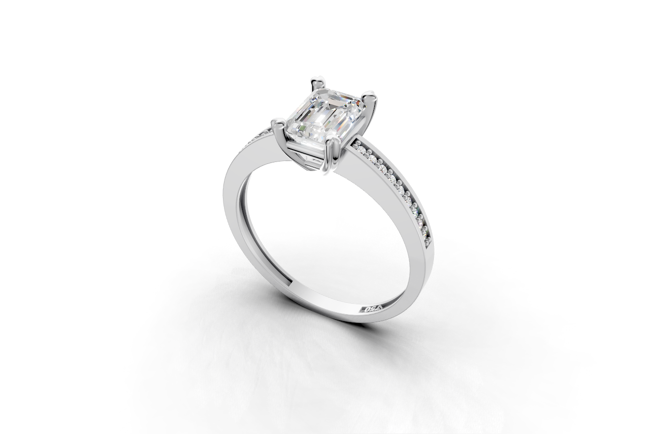 Μονόπετρο με emerald cut διαμάντι και πλαϊνές εσωτερικά στην γάμπα!